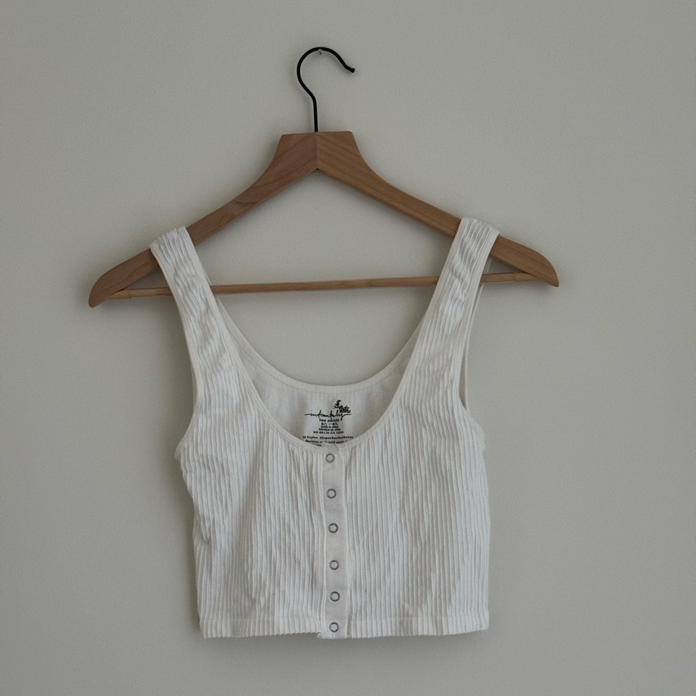 Free People White Cropped Tank Top